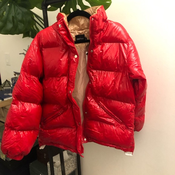 red shiny jacket
